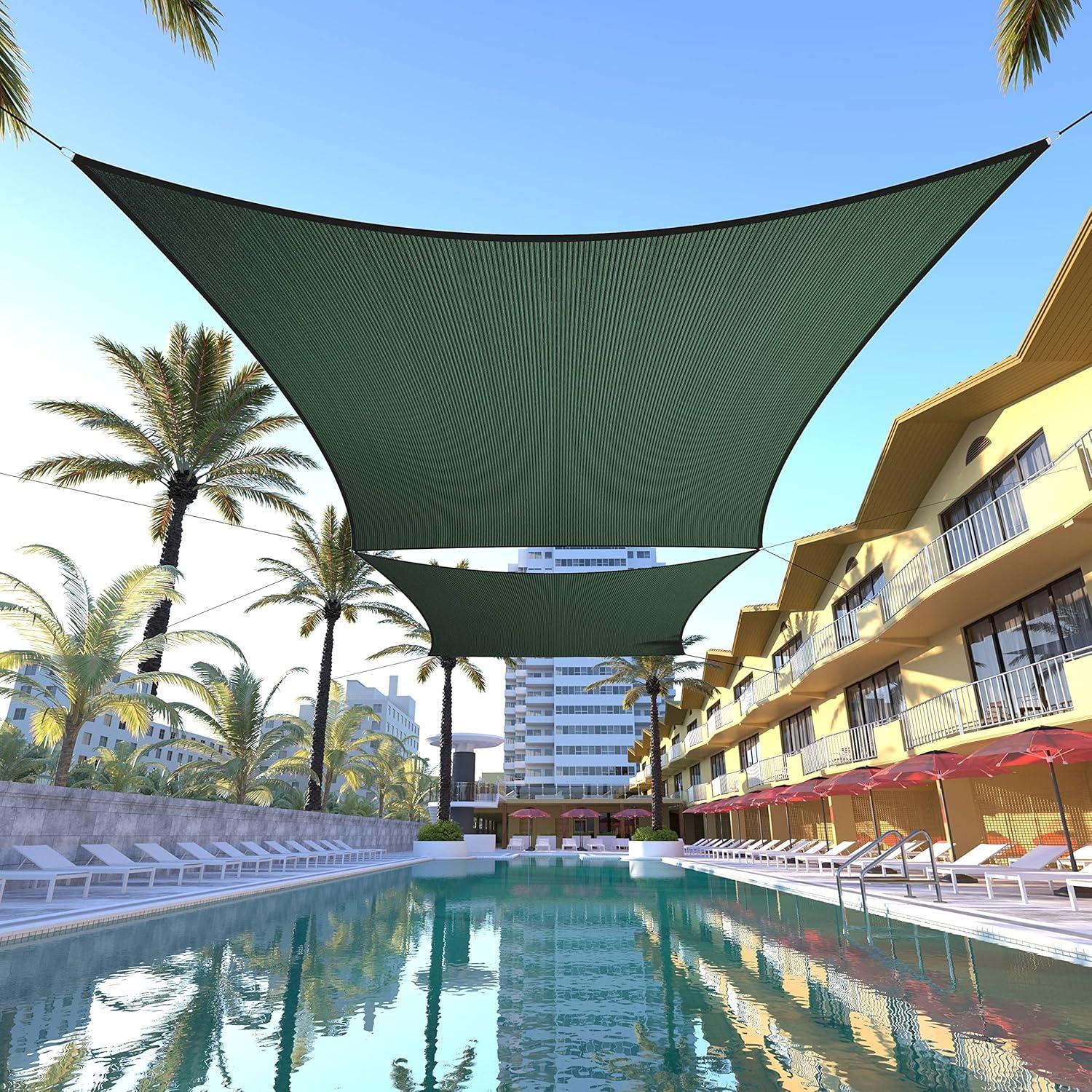 Colourtree Custom Size 6' x 7' Rectangle Green Sun Shade Sail Canopy UV Air & Water Permeable - Commercial Standard Heavy Duty - 190 GSM - 3 Years Warranty ( We Make Custom Size )