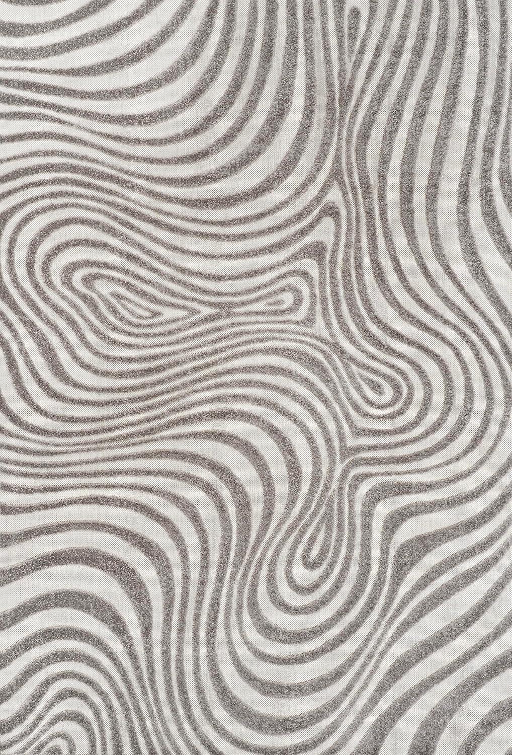 JONATHAN Y Maribo High-Low Abstract Groovy Striped Gray/Ivory 5 ft. x 8 ft. Indoor/Outdoor Area Rug