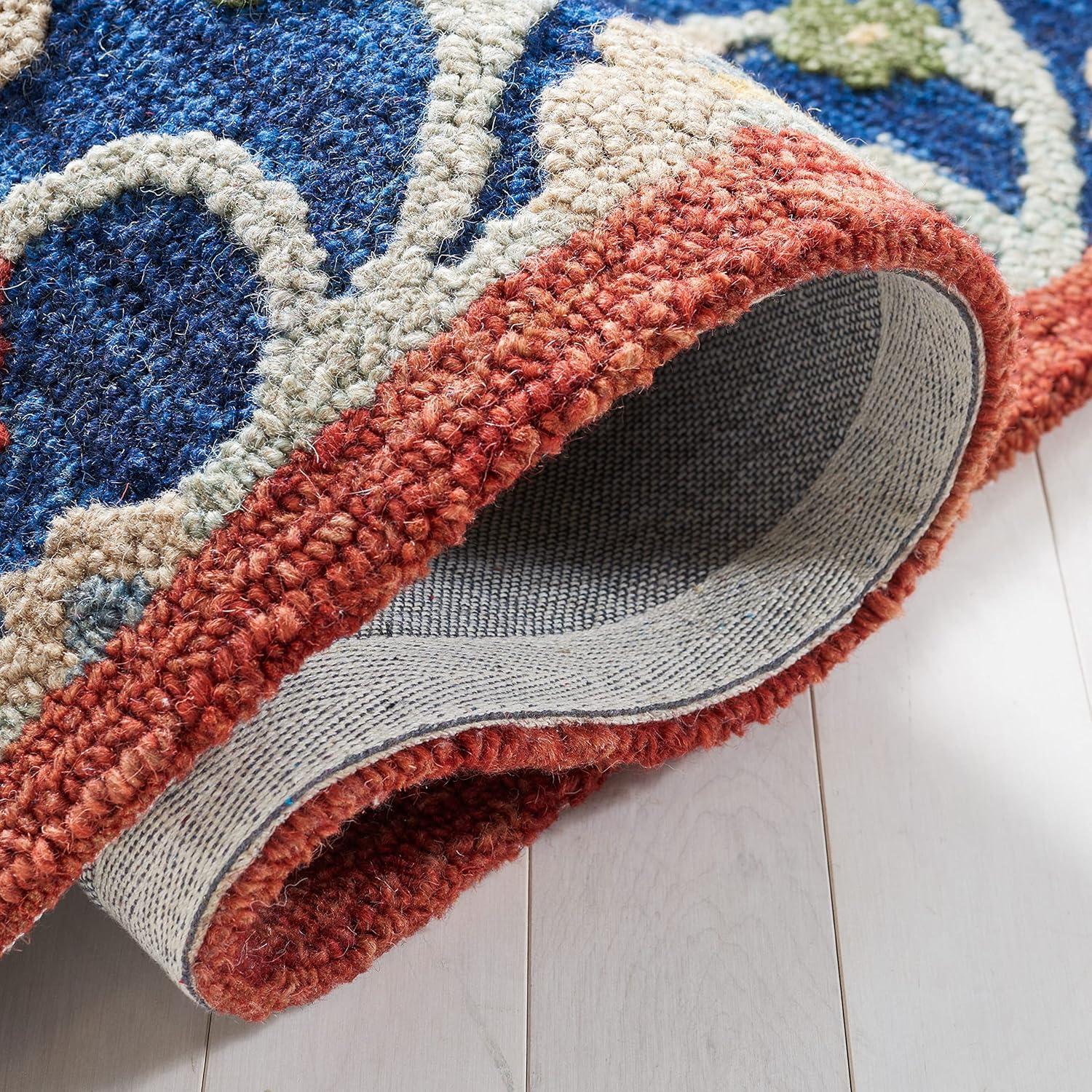 Blossom BLM562 Hand Tufted Area Rug - Blue/Rust - 6'x6' - Safavieh.