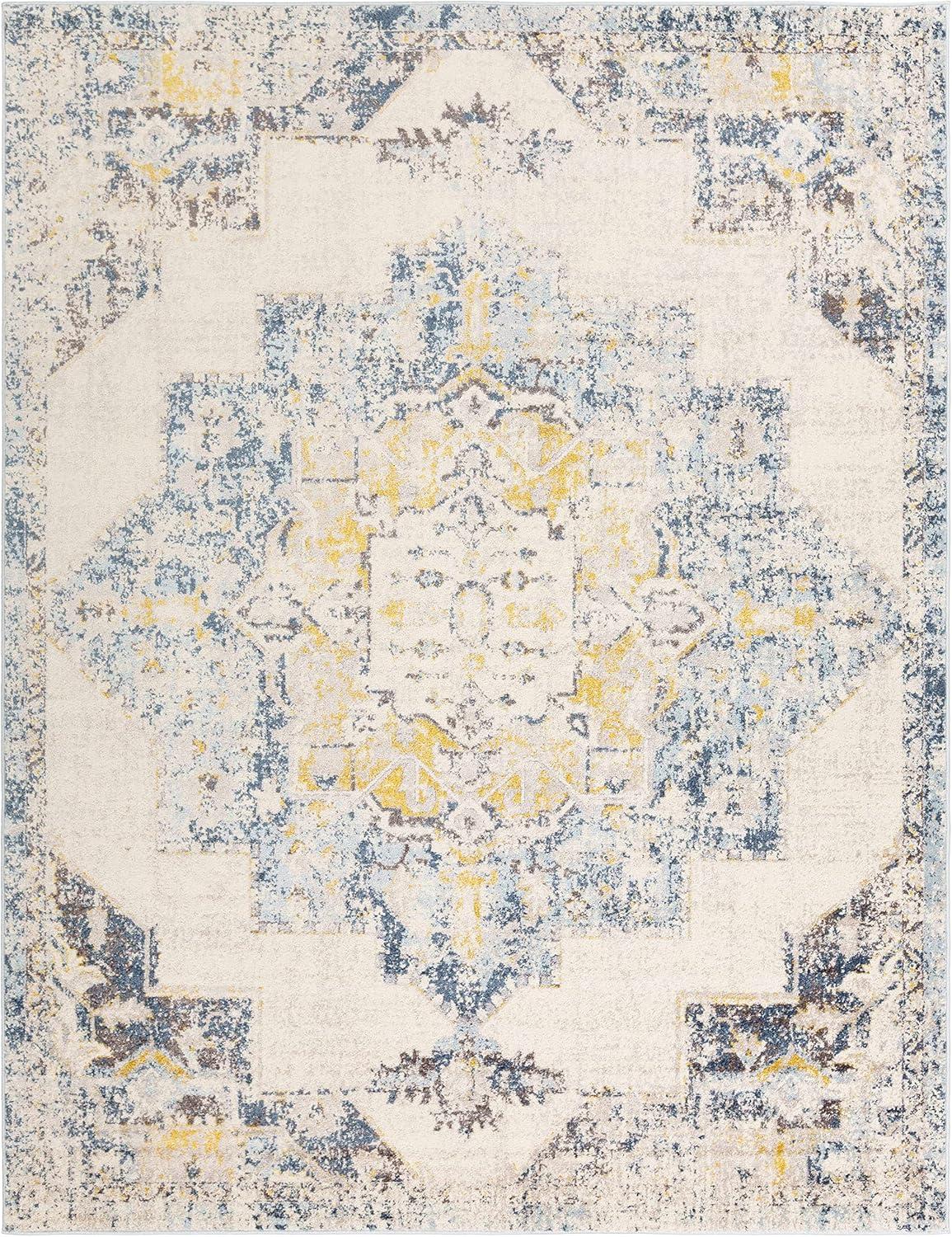 Elegant Ankara Blue 5'3" x 7'3" Reversible Synthetic Rug