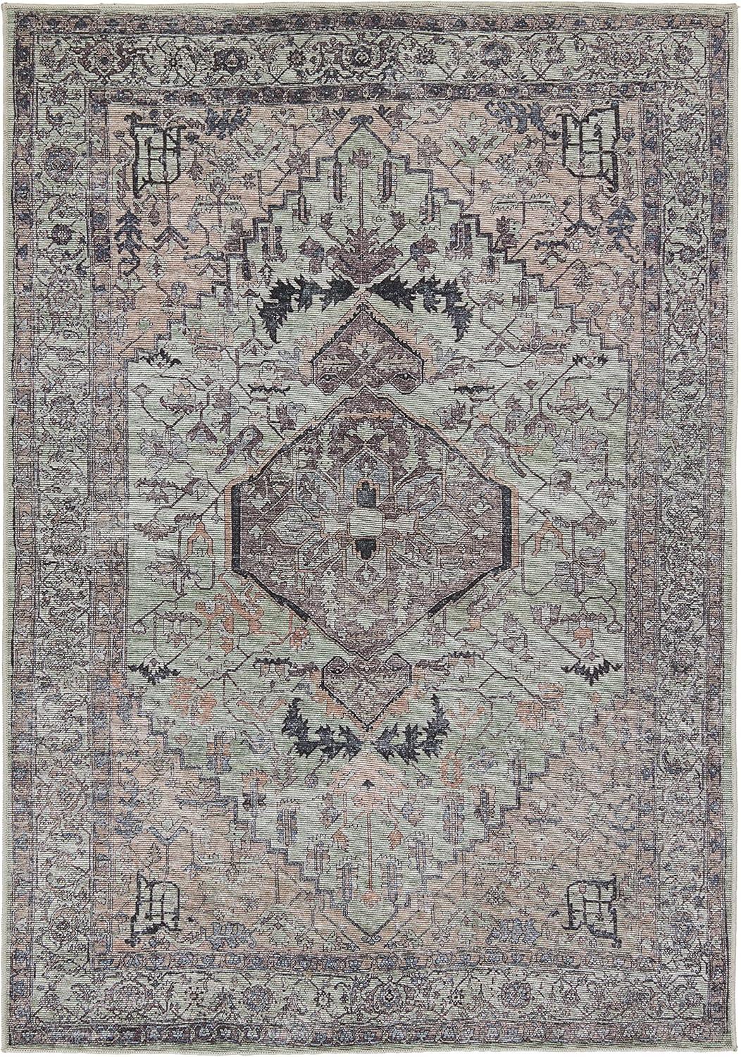 Elegance Reversible Medallion Gray Cotton-Synthetic 6'x5'3" Rug