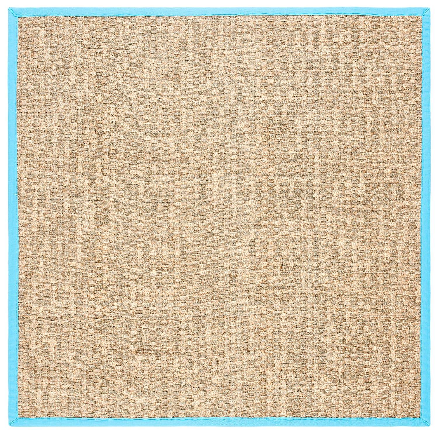 Natural Fiber NF114 Power Loomed Indoor Area Rug - Natural/Turquoise - 6'x6' - Safavieh