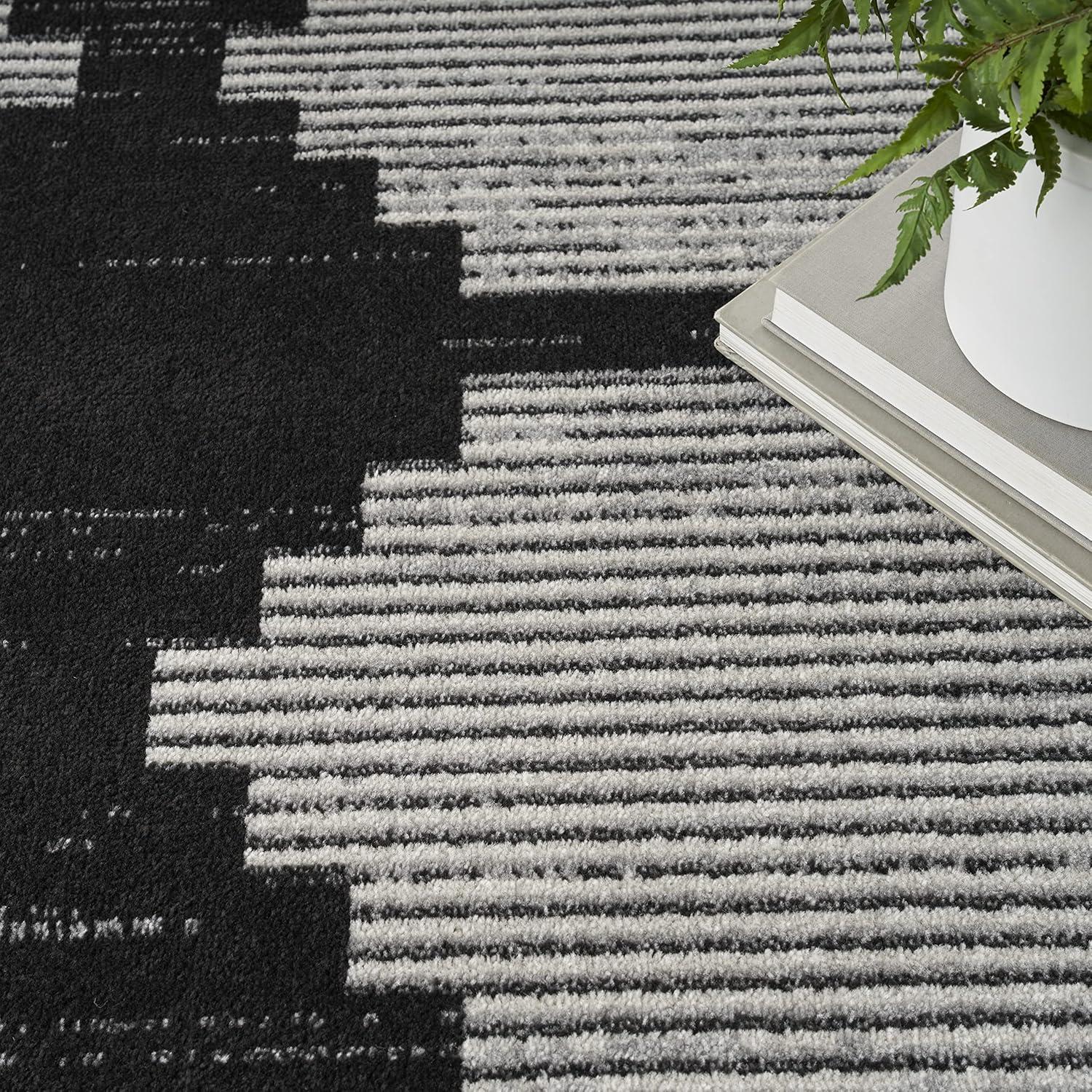 Geometric Bliss Black & Grey Synthetic 6' x 9' Area Rug