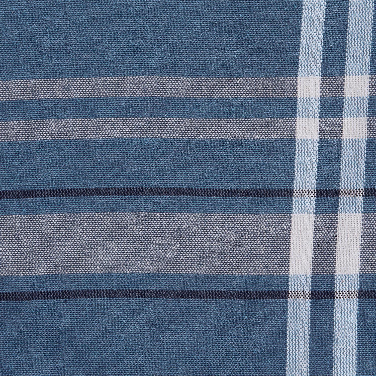 Chambray Blue Cotton French Stripe Table Runner 14" x 108"