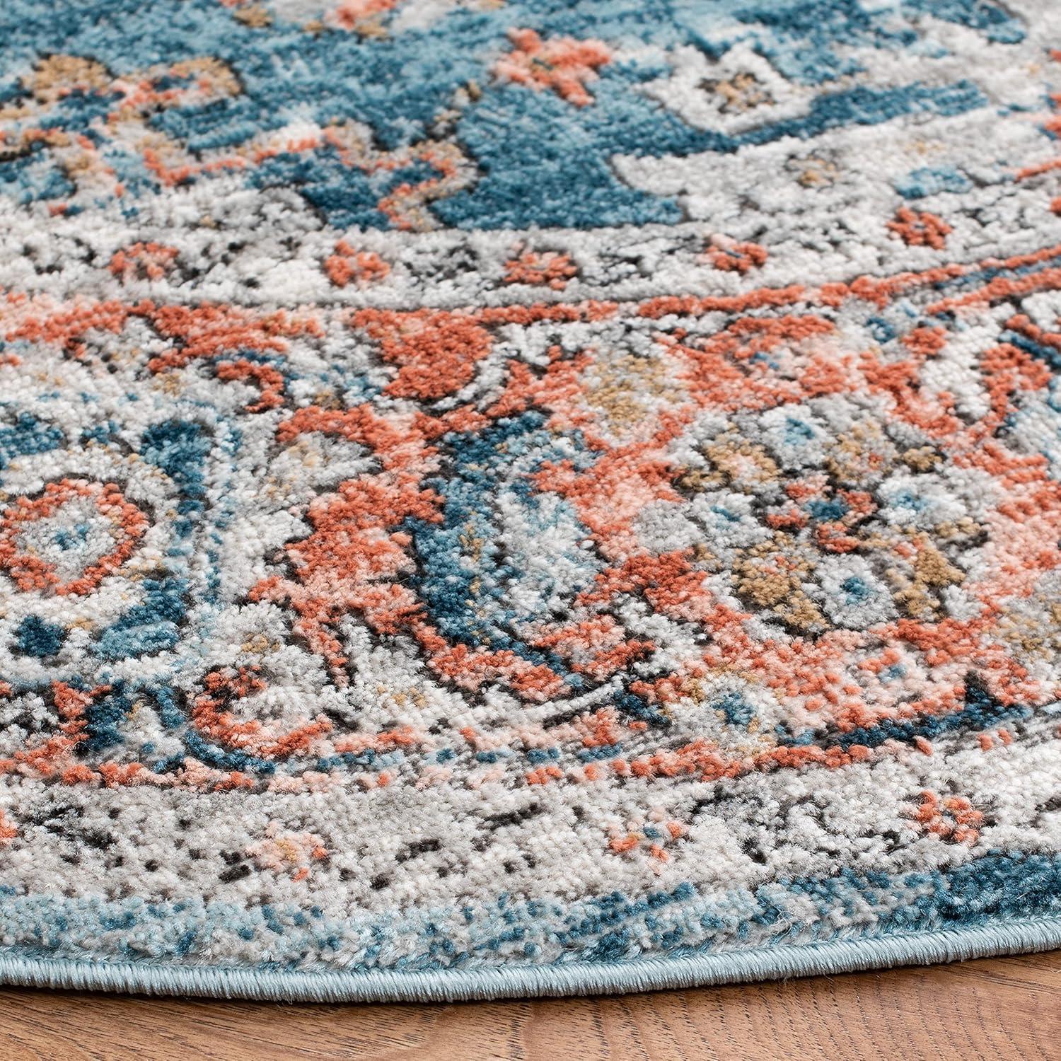 Shivan SHV797 Power Loomed Area Rug - Grey/Blue - 6'7" round - Safavieh.