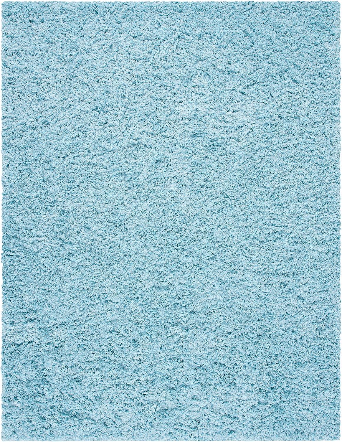 Blue 9' x 12' Solid Shag Synthetic Area Rug