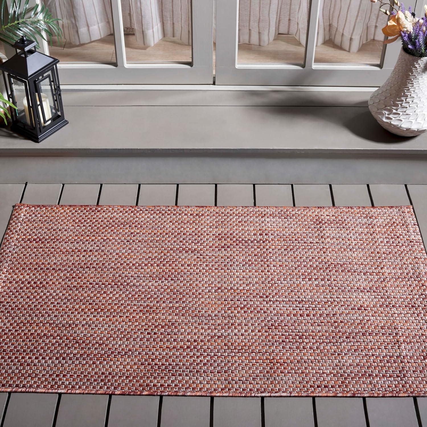 Courtyard CY8521 Power Loomed Indoor/Outdoor Area Rug - Red/Beige - 4'x4' - Safavieh.