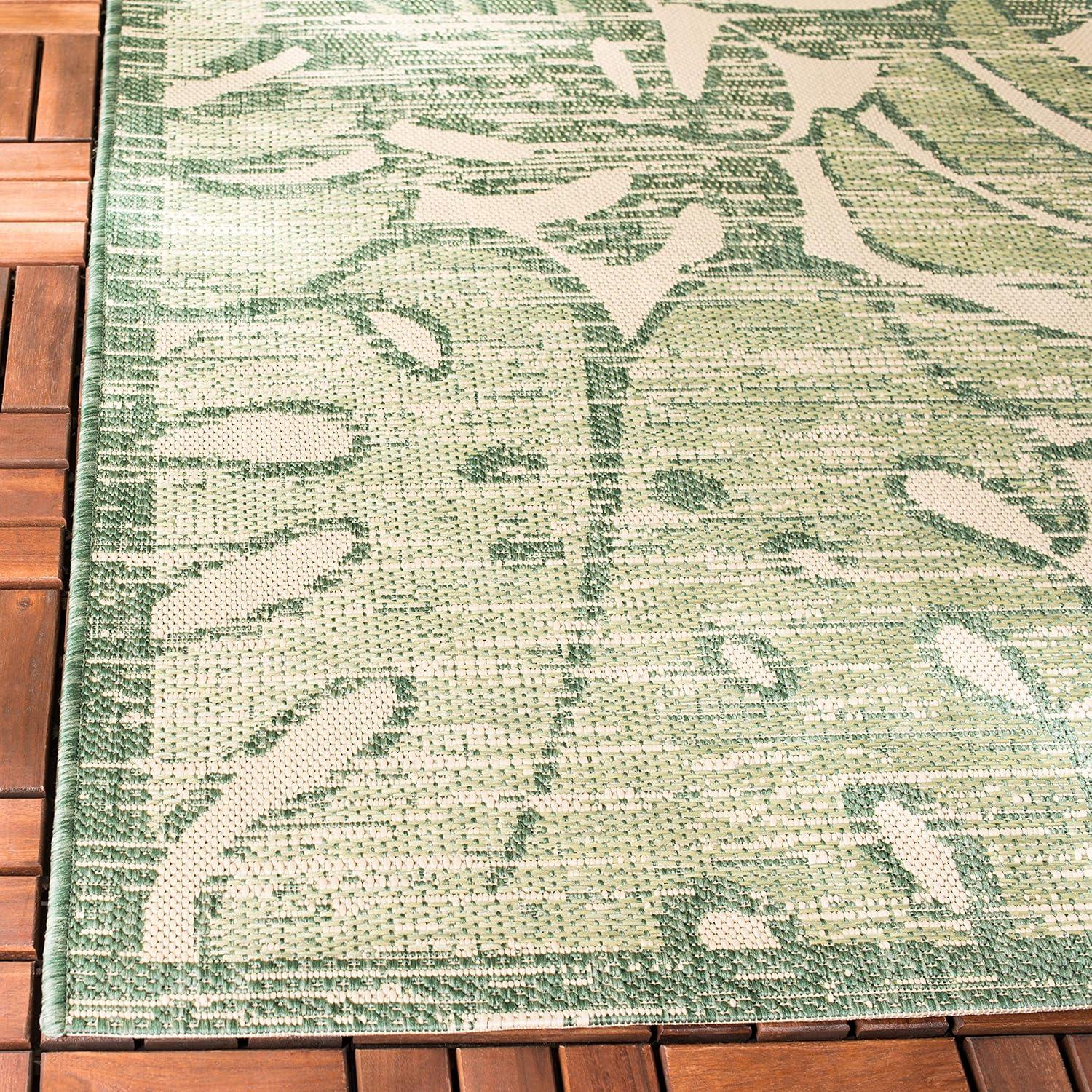 Courtyard Beige/Green 6'7" Square Indoor/Outdoor Easy-Care Area Rug