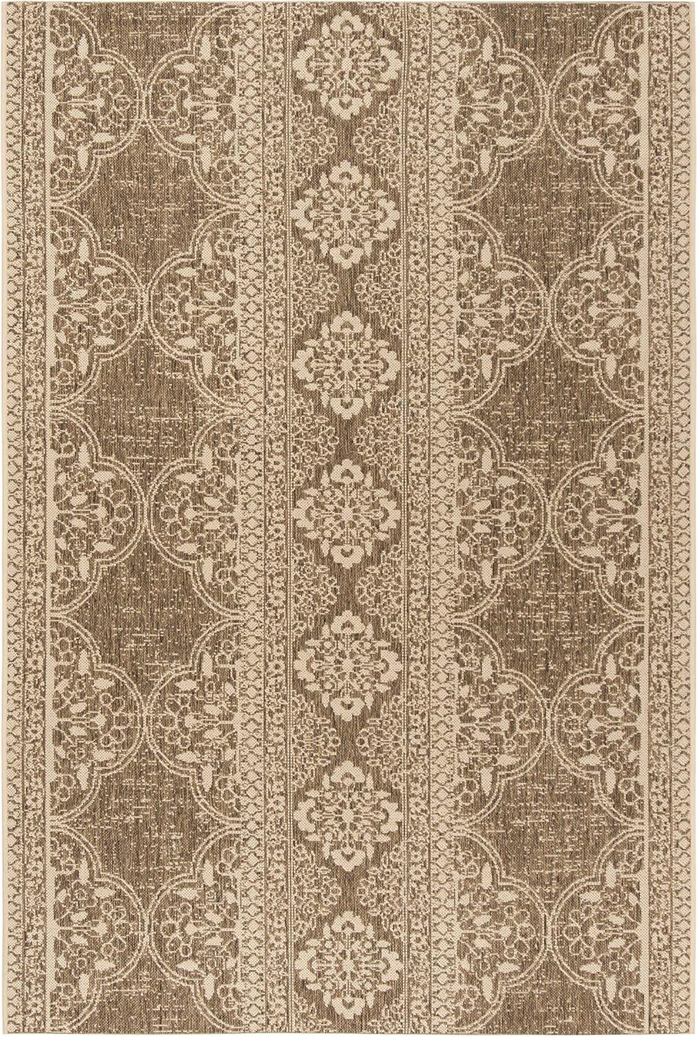Beach House BHS174 Power Loomed Indoor/Outdoor Area Rug - Cream/Beige - 5'3"x7'6" - Safavieh