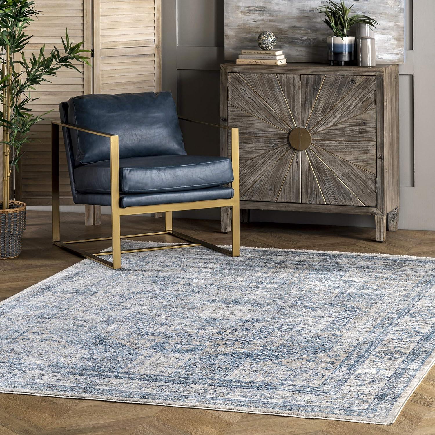 Westlyn Blue Medallion 4' x 6' Synthetic Area Rug