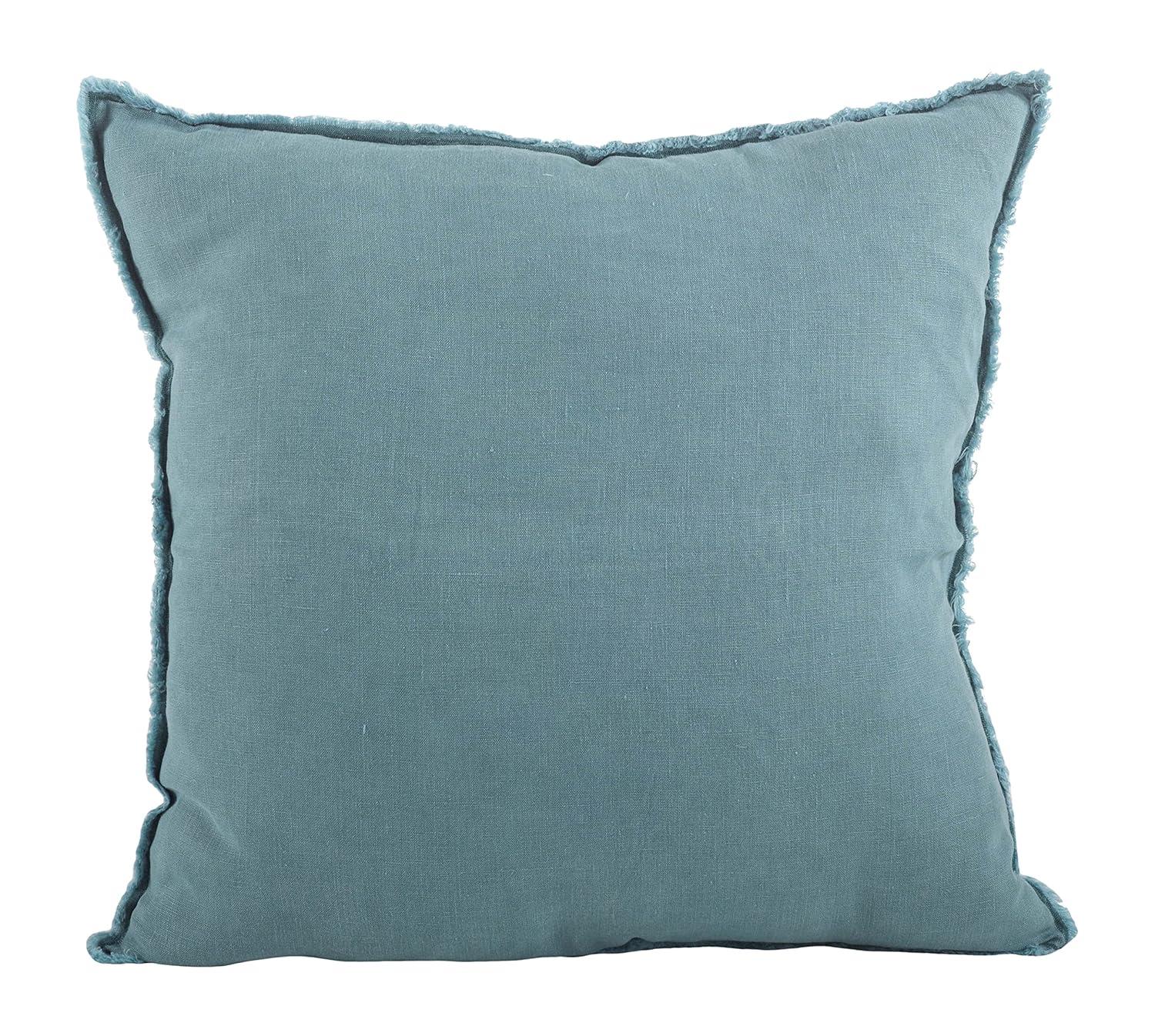20"x20" Oversize Fringed Design Linen Square Throw Pillow Sea Green - Saro Lifestyle