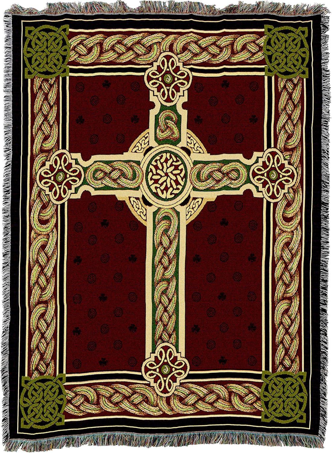 Pure Country Weavers Celtic Knot Cross Blanket - Gift Throw Woven from Cotton - Made in The USA (72x54)