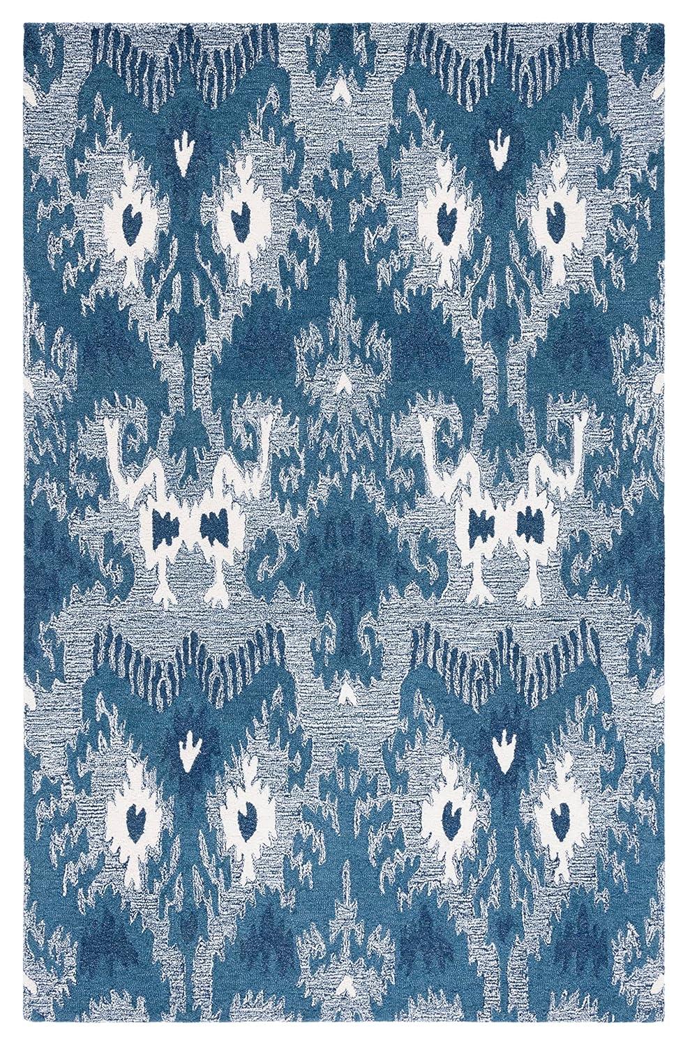 Ikat IKT652 Hand Tufted Area Rug - Blue/Ivory - 8'x10' - Safavieh.