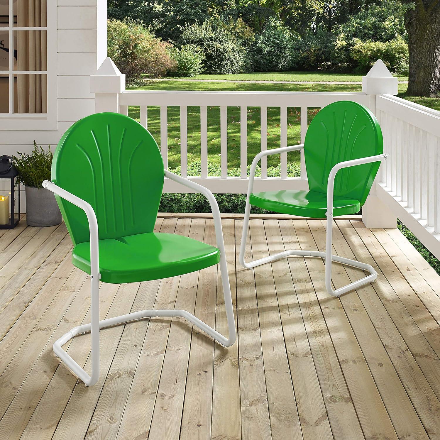 Metal Patio Arm Chair - Green: Crosley, Powder-Coated Steel Frame, UV & Weather-Resistant, 250lb Capacity