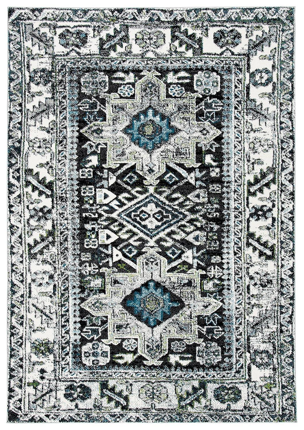 Vintage Hamadan VTH211 Power Loomed Indoor Area Rug - Dark Grey/Ivory - 4'x6' - Safavieh