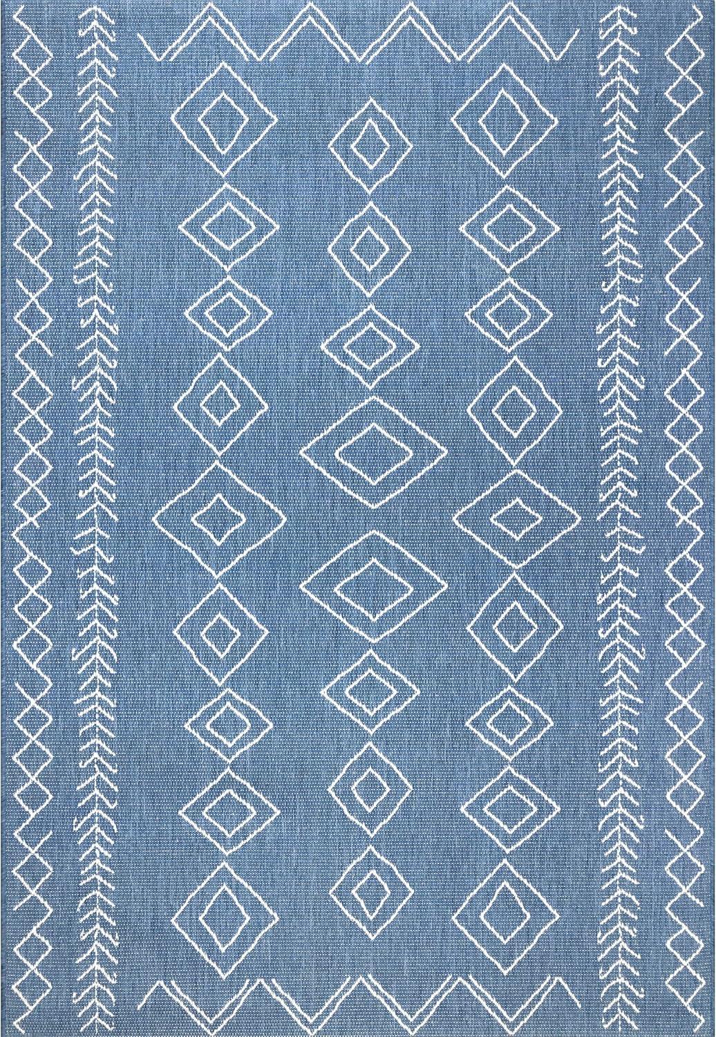 nuLOOM Sierra Moroccan Diamond Outdoor Area Rug, 6', Blue