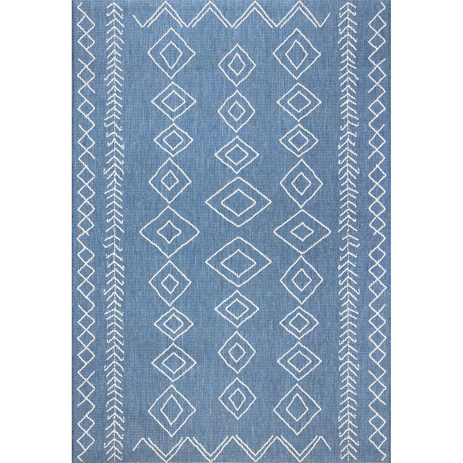 Ezri Diamond Indoor/Outdoor Area Rug for Living Room Patio Deck Front Porch Kitchen, Ivory/Dark Grey