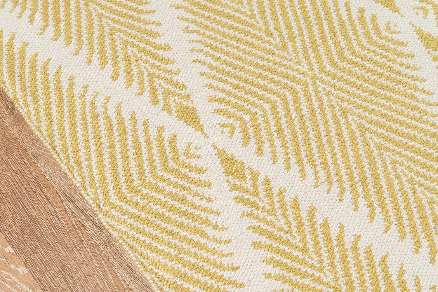 River Geometric Handmade Flatweave Yellow/White Area Rug