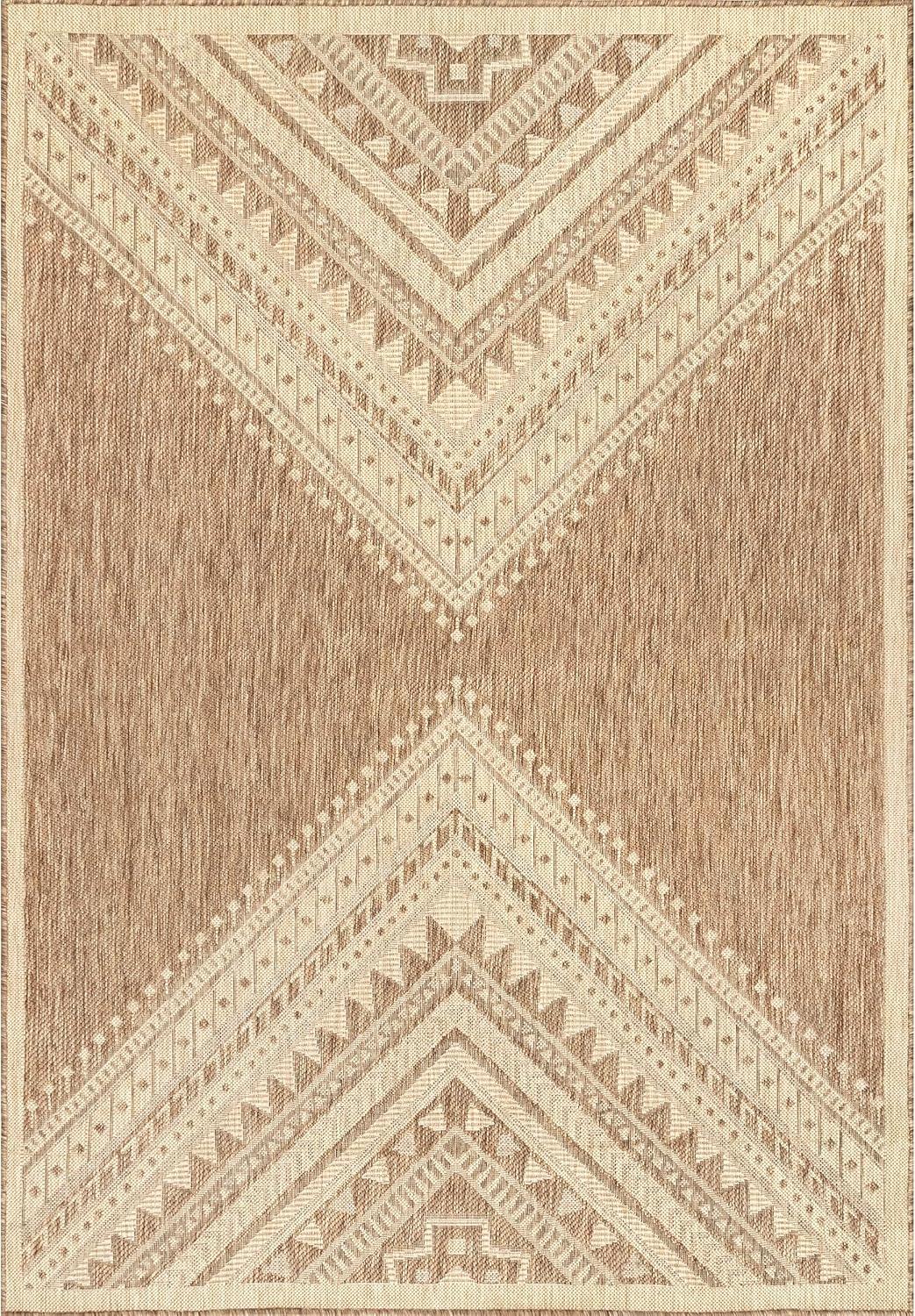 Nuloom Landry Geometric 4x6 Indoor/Outdoor Area Rug for Living Room Patio Deck Front Porch Kitchen, Charcoal/Ivory