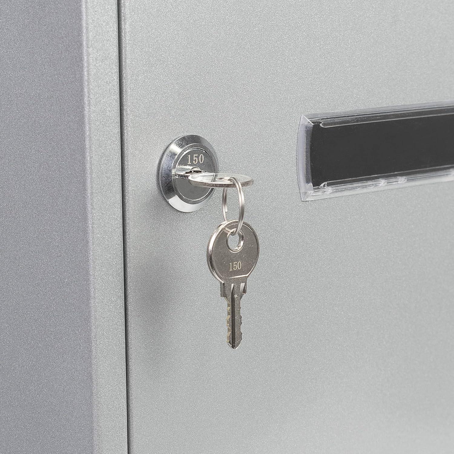 Silver Steel Wall Mount Lockable Mailbox with Key Lock