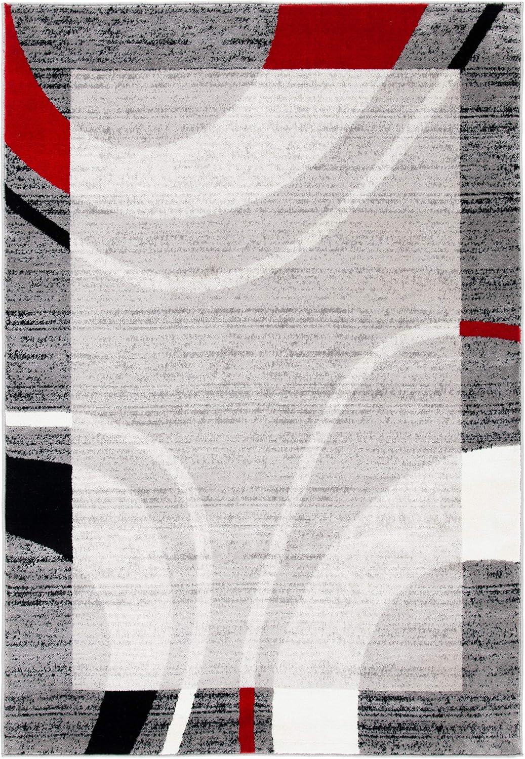 SAFAVIEH Skyler Kodey Bordered Area Rug, Grey/Red, 8' x 10'