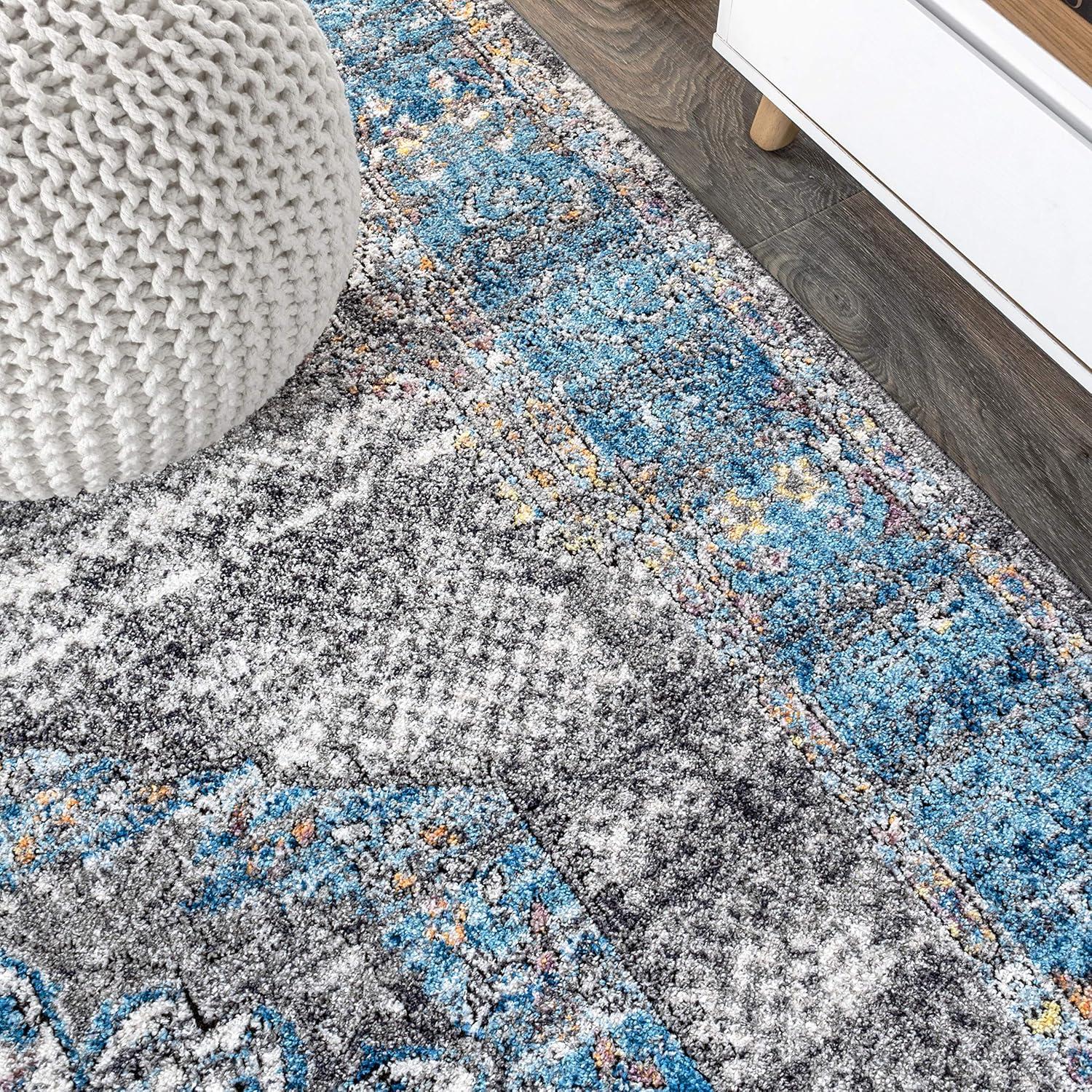 5'x8' Anatolia Vintage Medallion Area Rug, Peacock Blue/Gray - JONATHAN Y