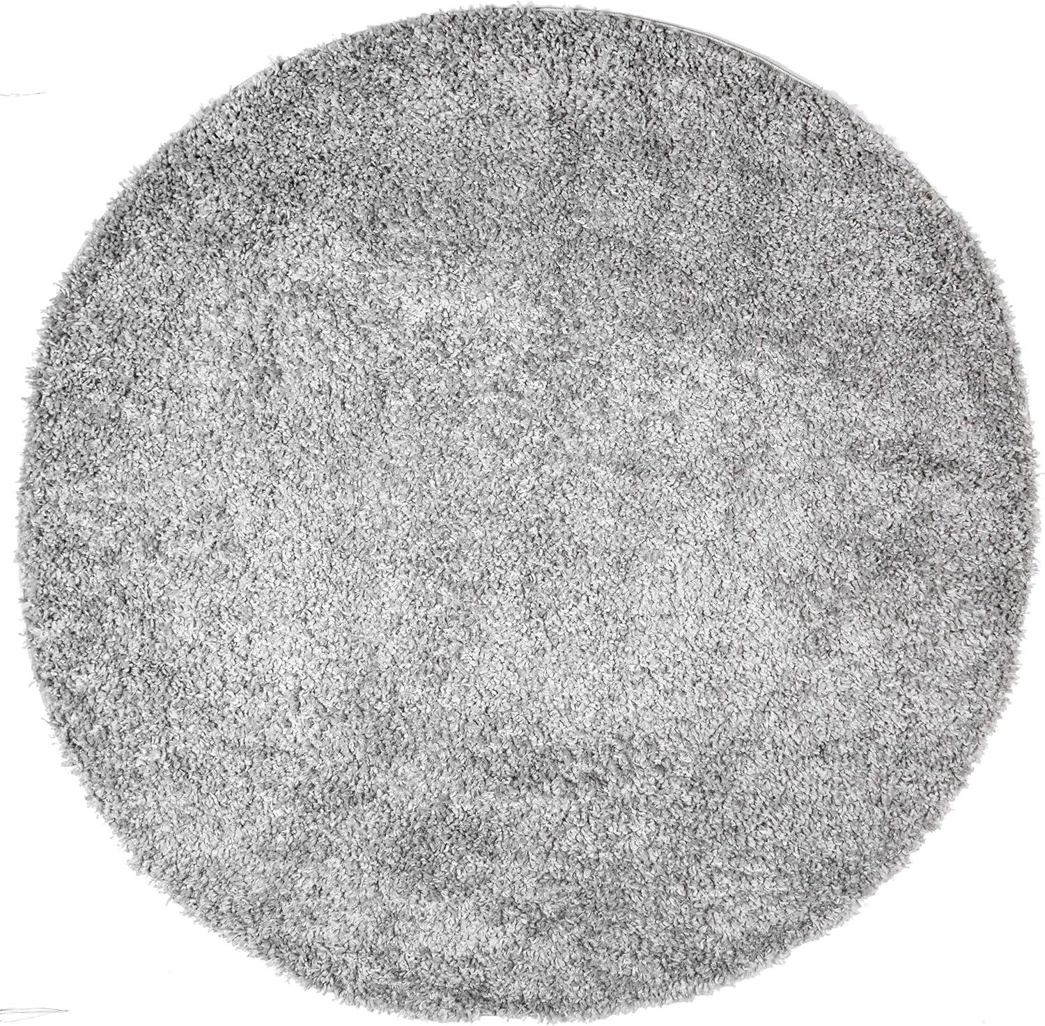 Nuloom Kara Solid 8 Round Shag Indoor Area Rug for Living Room Bedroom Dining Room Nursery, Grey/Ivory