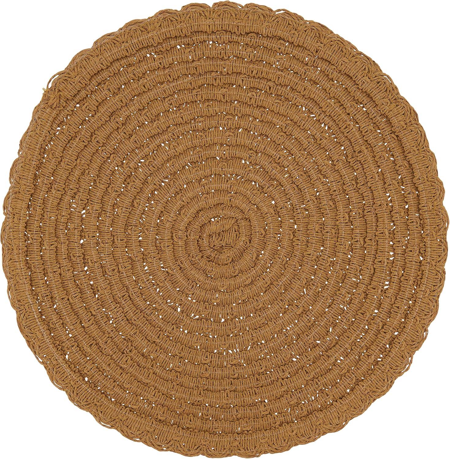 Saro Lifestyle Paper Woven Placemat, 15" Round, Caramel (Set of 4)