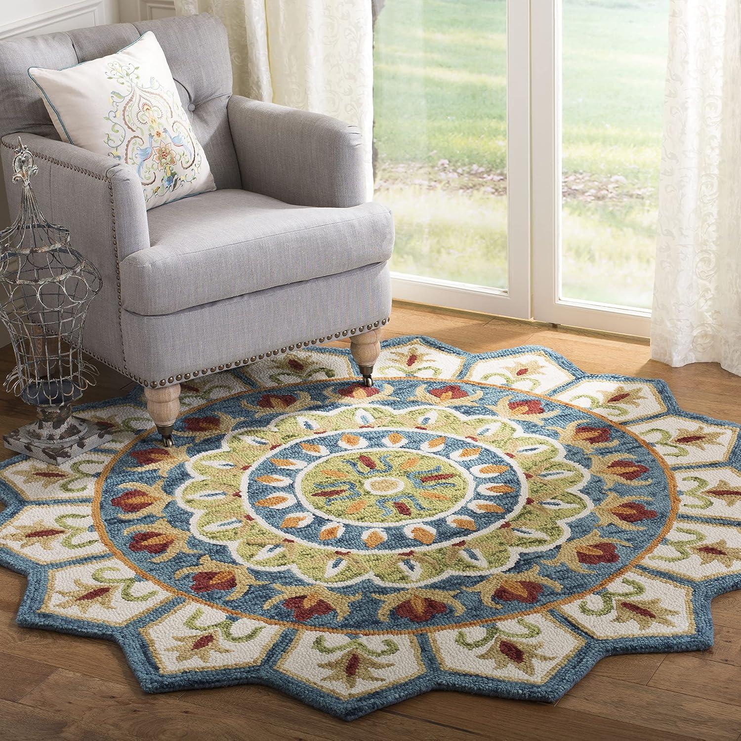 Novelty NOV605 Hand Tufted Indoor Area Rug - Rust/Ivory - 6' Round - Safavieh