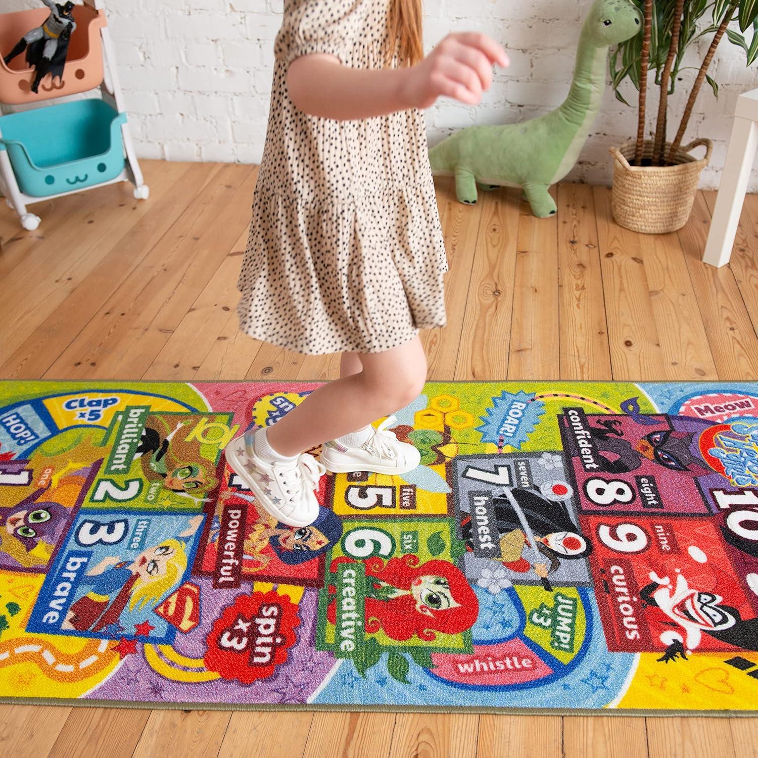 KC Cubs Looney Tunes Hopscotch Number Educational Learning Fun Game Non Slip Kids Rug Classroom Playroom