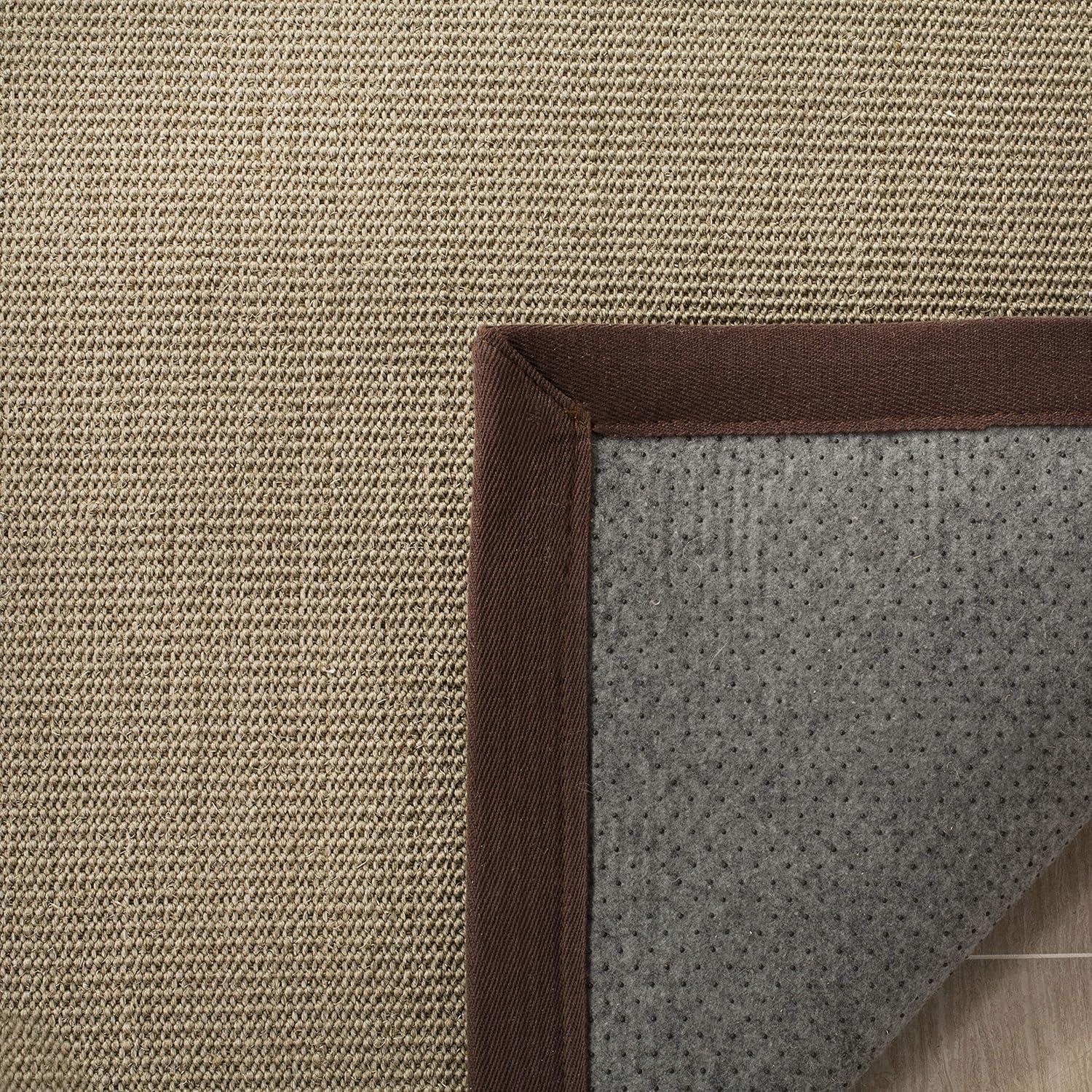 Sage and Brown Sisal Area Rug with Border, 5' x 8'