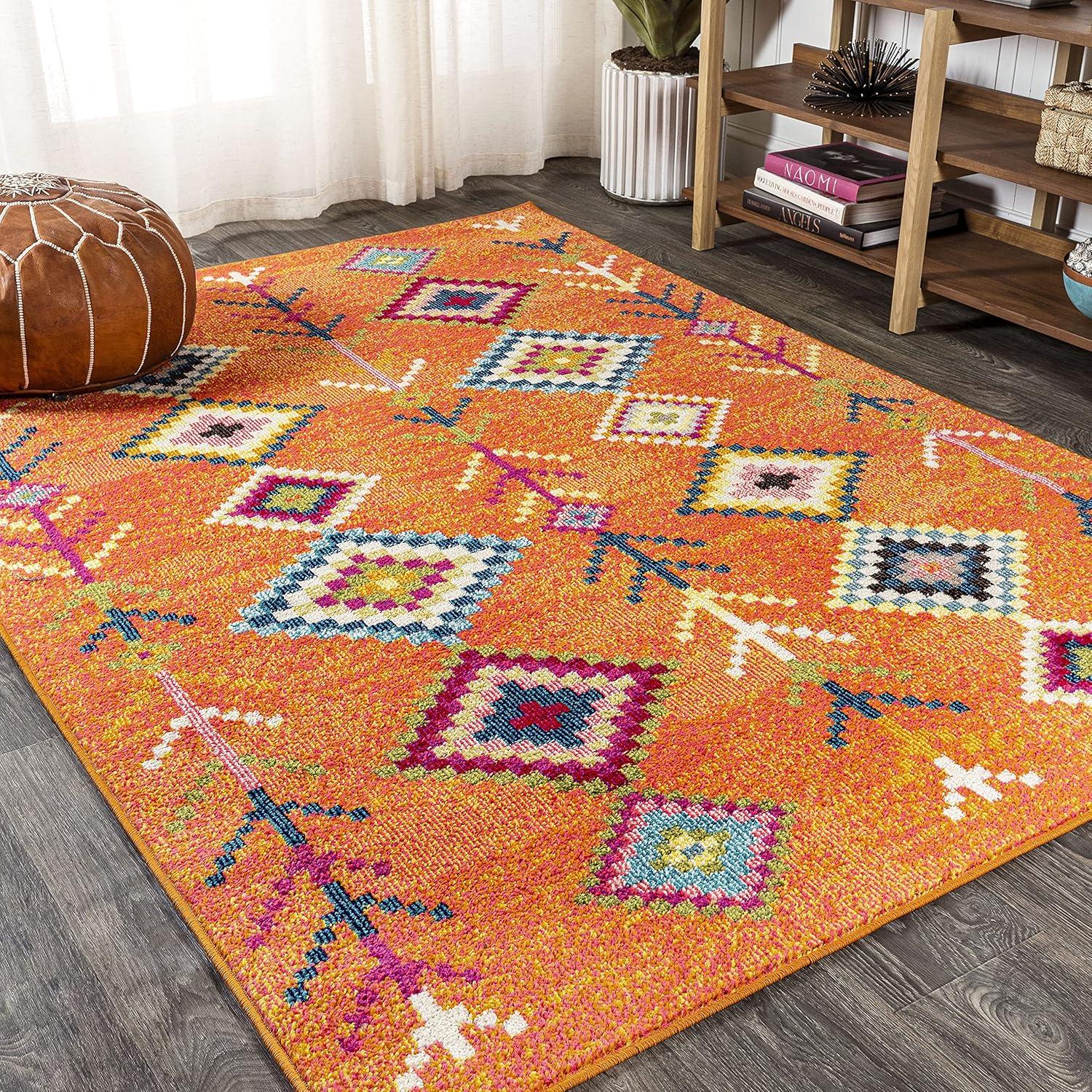 Tribal Love Geometric Orange Multi 3x5 Feet Area Rug