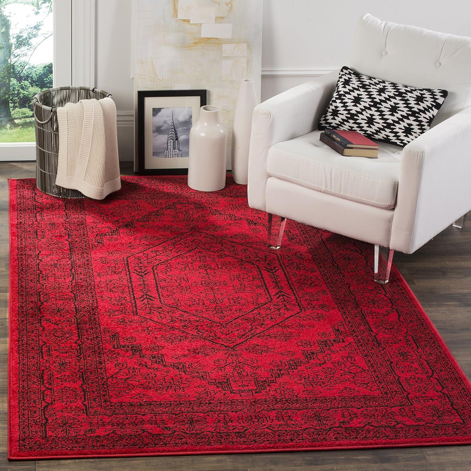 Adirondack ADR108 Power Loomed Area Rug - Red/Black - 6'x9' - Safavieh.