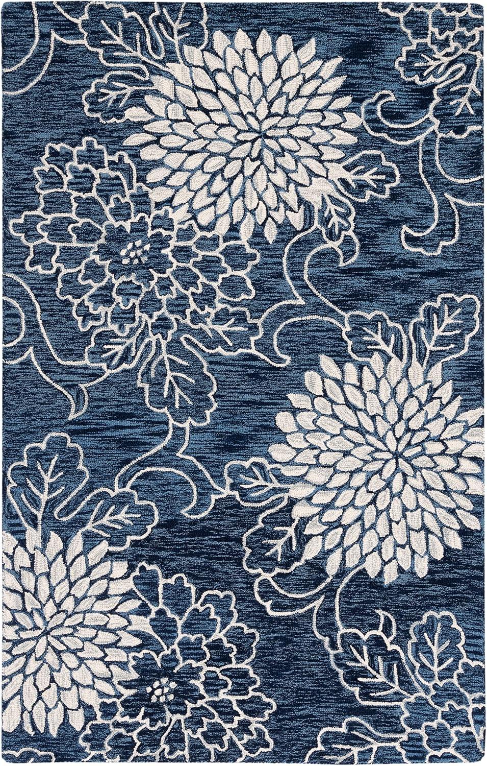 Jardin JAR602 Hand Tufted Area Rug - Navy/Ivory - 6'x9' - Safavieh.