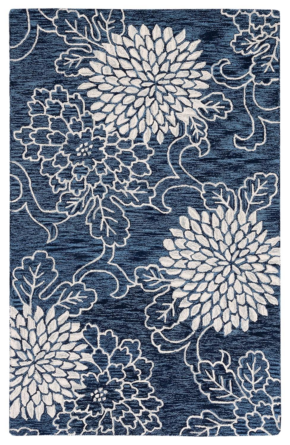 Jardin JAR602 Hand Tufted Area Rug - Navy/Ivory - 6'x9' - Safavieh.