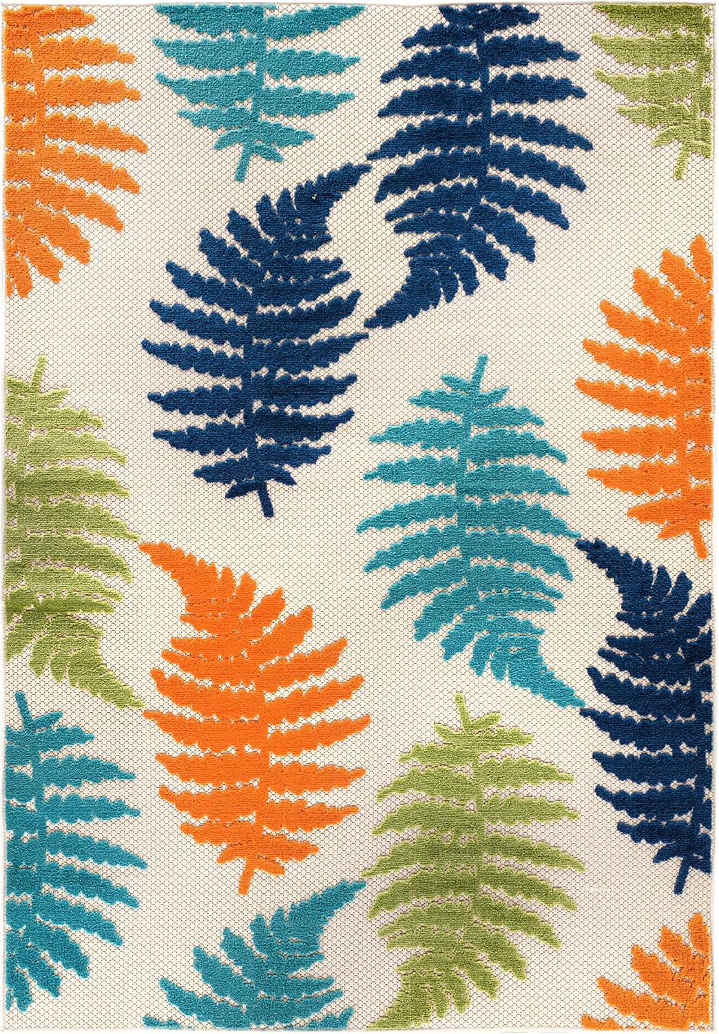 World Rug Gallery Seville Floral Leaves Indoor/Outdoor Area Rug