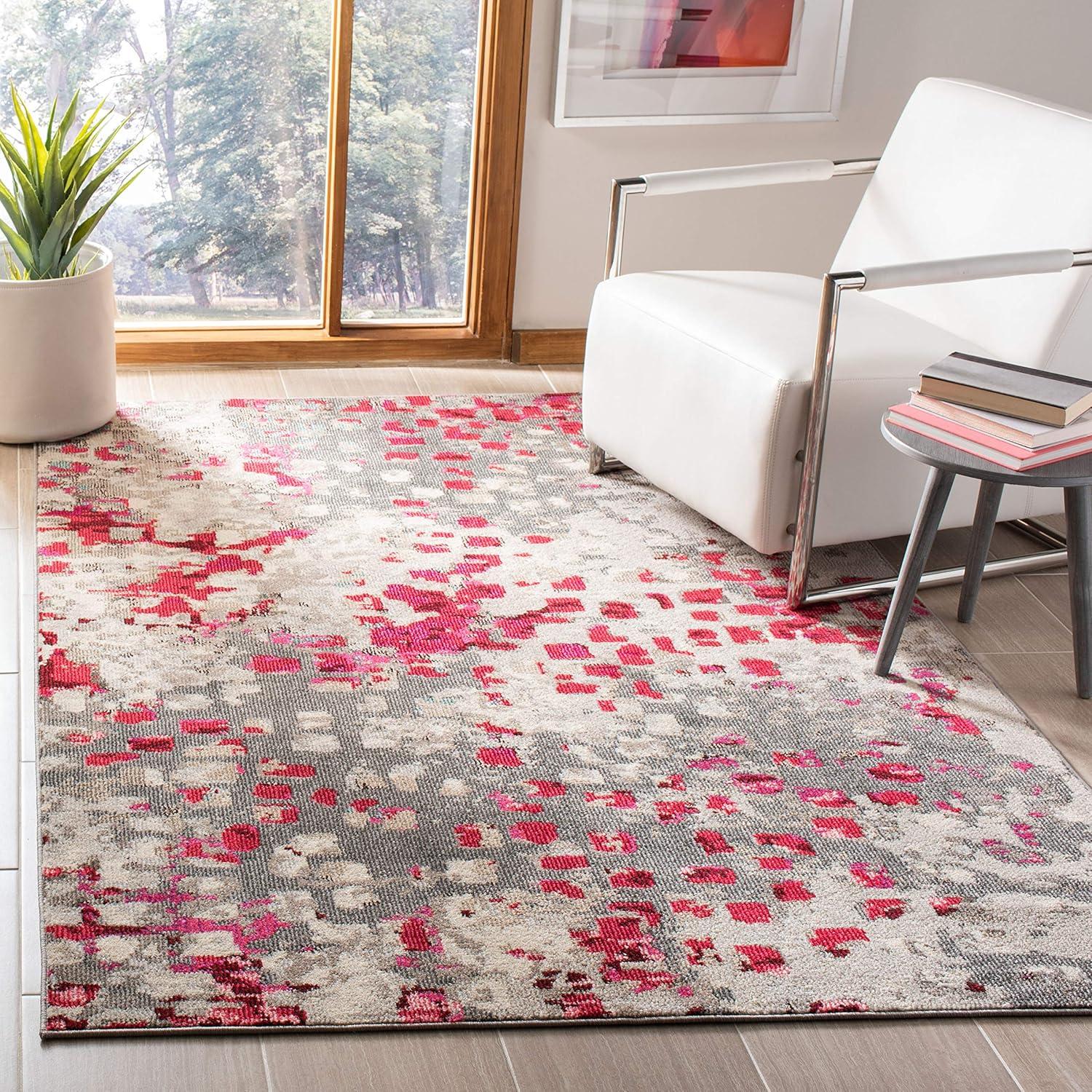 Madison MAD425 Power Loomed Indoor Area Rug - Grey/Red - 5'3"x7'6" - Safavieh