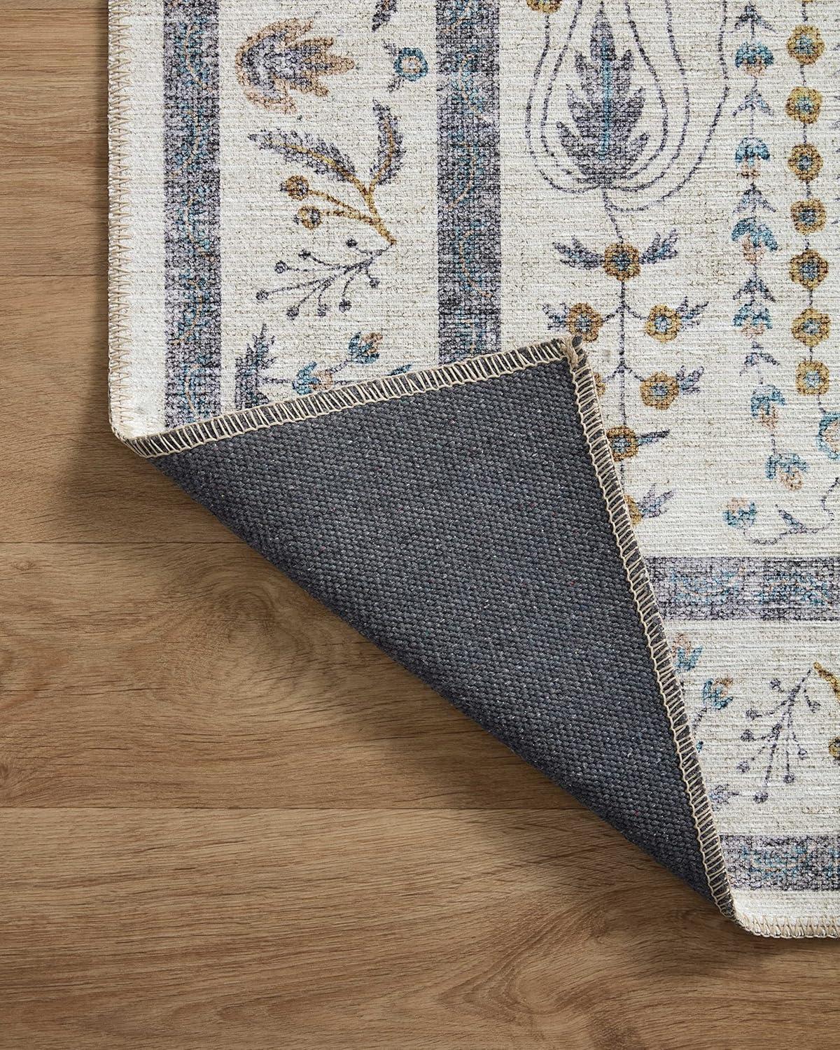 Blue and Yellow Botanical Bliss 60" Wool Blend Area Rug