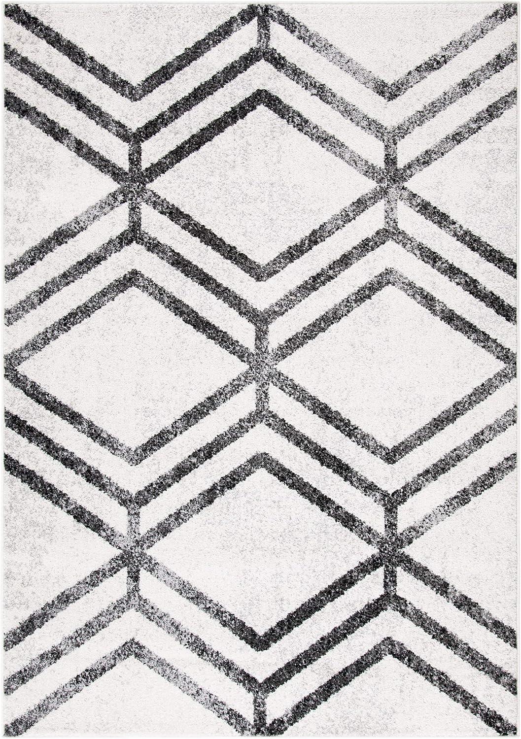 Adirondack ADR253 Machine Made Indoor Area Rug - Ivory/Charcoal - 5'-1"x7'-6" - Safavieh