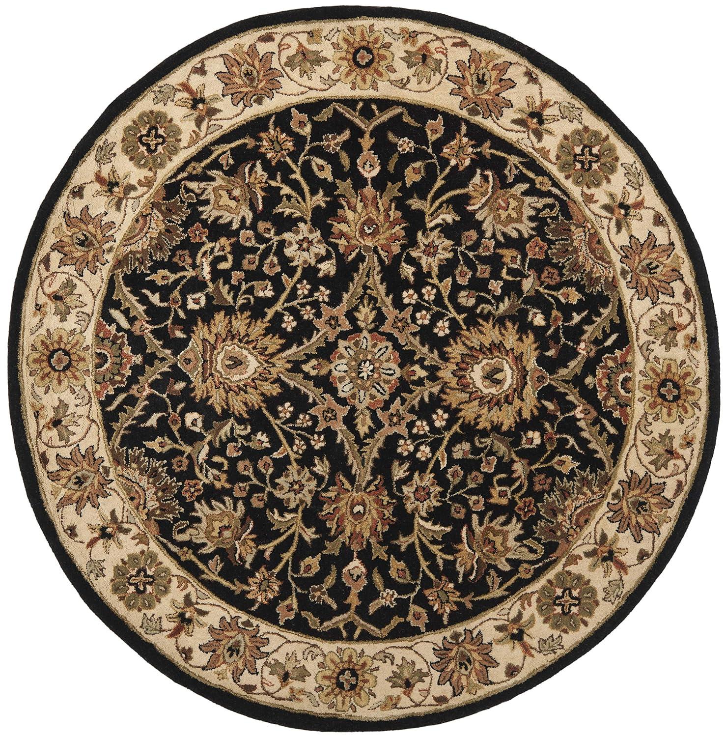 Antiquity AT249 Hand Tufted Area Rug - Black - 8' round - Safavieh.
