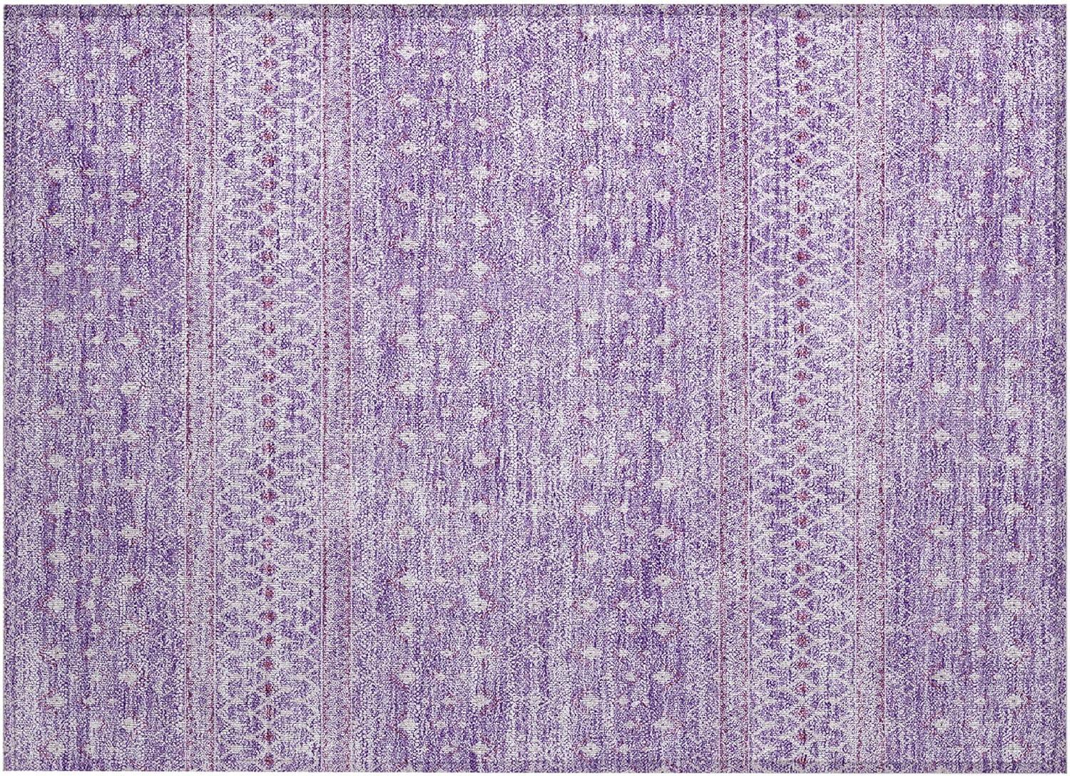 Lavender Bohemian Flat Woven Reversible Rectangular Rug