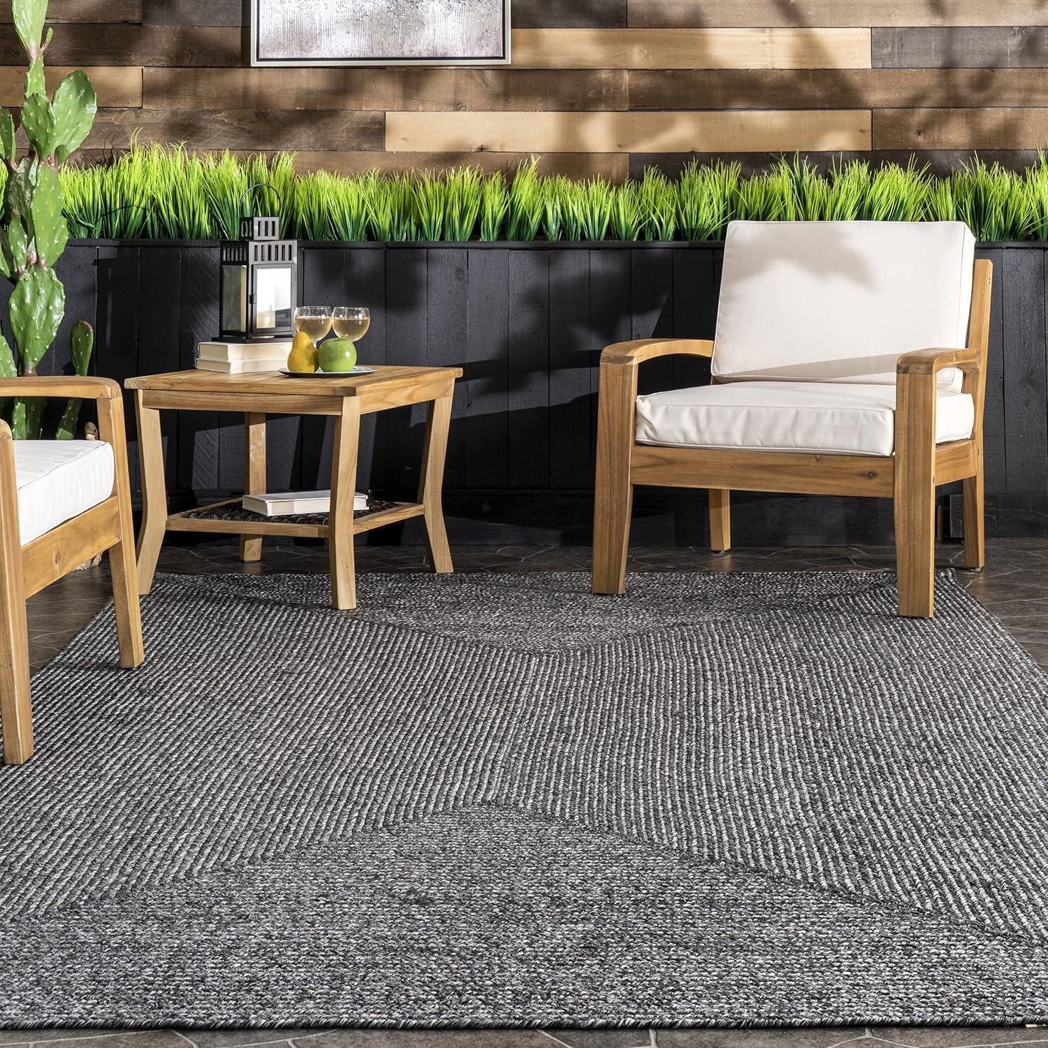 nuLOOM Wynn Braided Indoor/Outdoor Area Rug, Oval 4' x 6', Charcoal