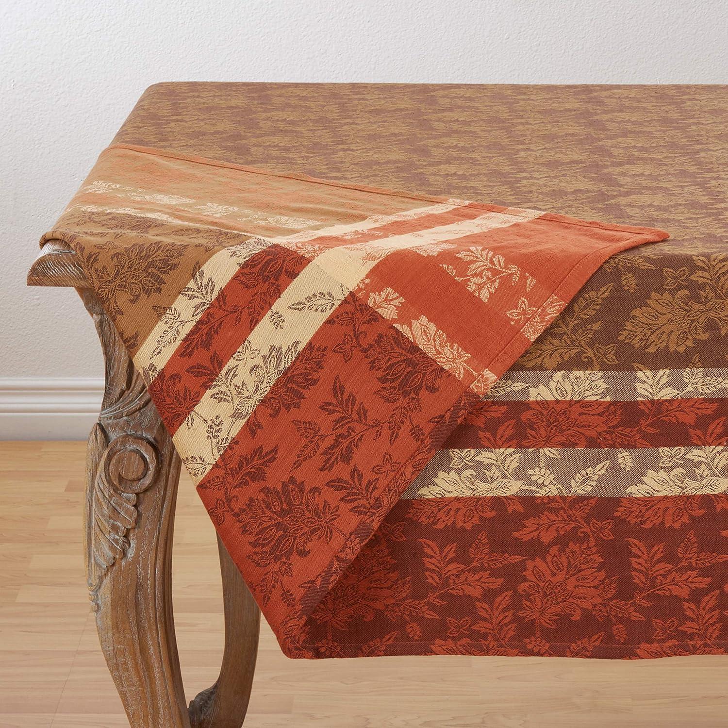 Terracotta Cotton Fall Leaf Square Tablecloth