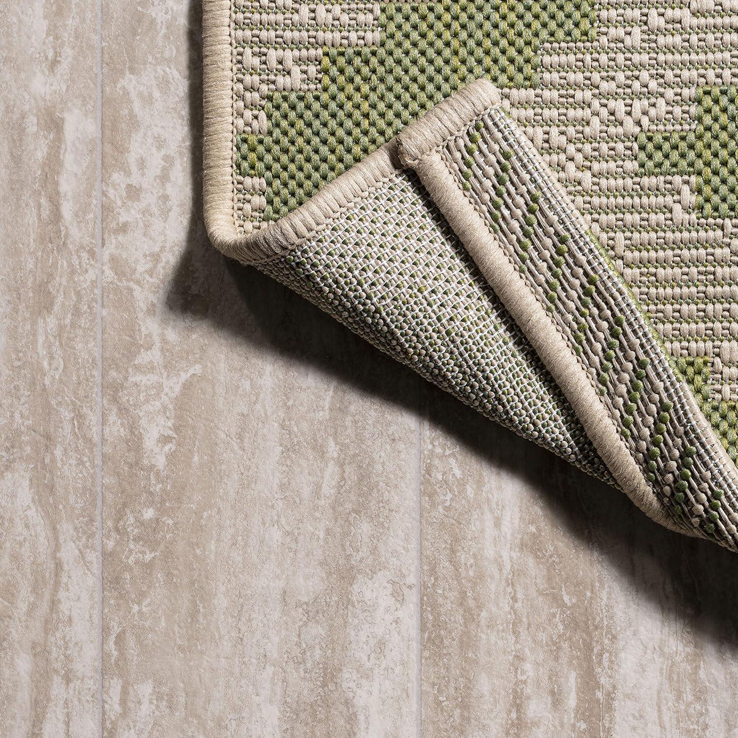 2'x10' Sintra Diamond  Indoor/Outdoor Runner Rug, Green/Cream - JONATHAN Y