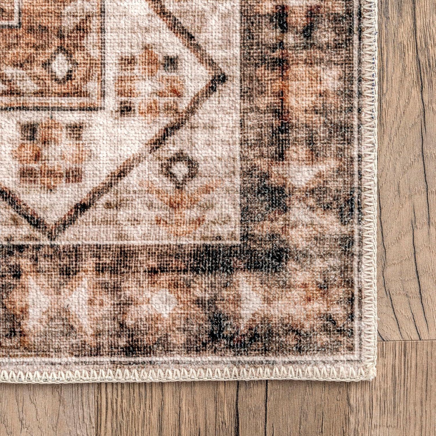 Lauren Liess x Rugs USA Jessamine Geometric Machine Washable Beige/Brown Area Rug