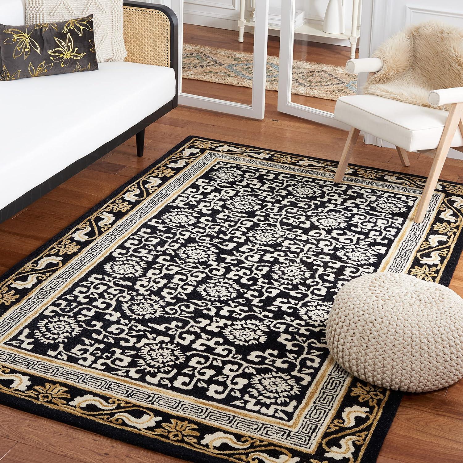 Antiquity AT860 Hand Tufted Indoor Area Rug - Black/Ivory - 6'x6' - Safavieh