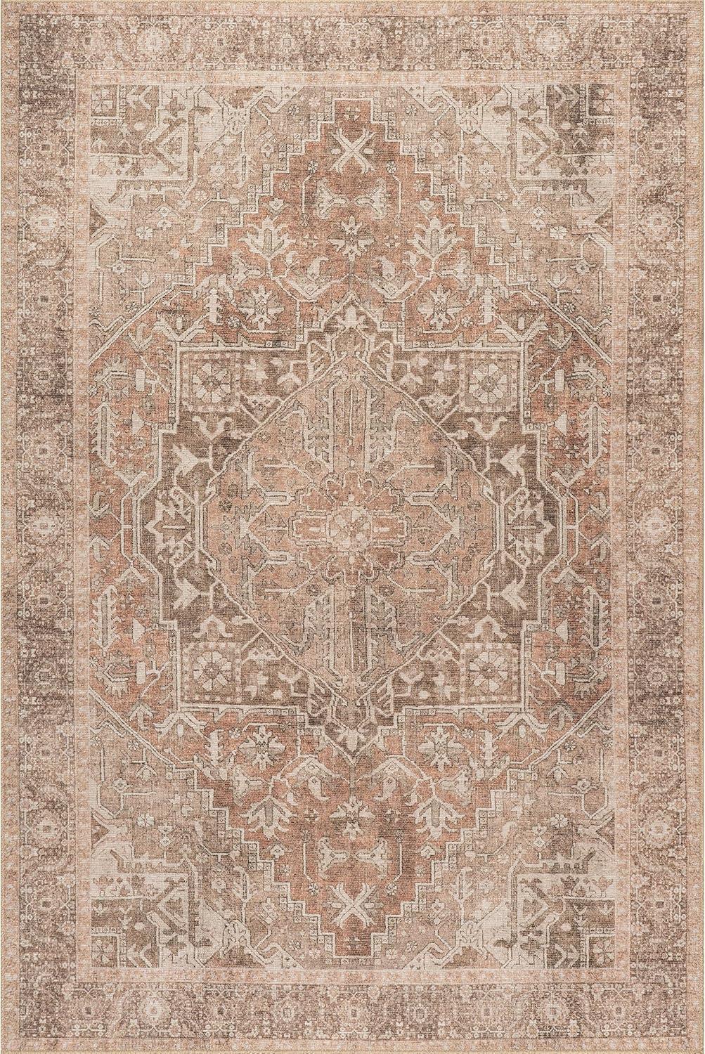 Nuloom Hillstone Collection Mariposa Traditional Vintage Medallion Area Rug, 6' 7" x 9', Ivory