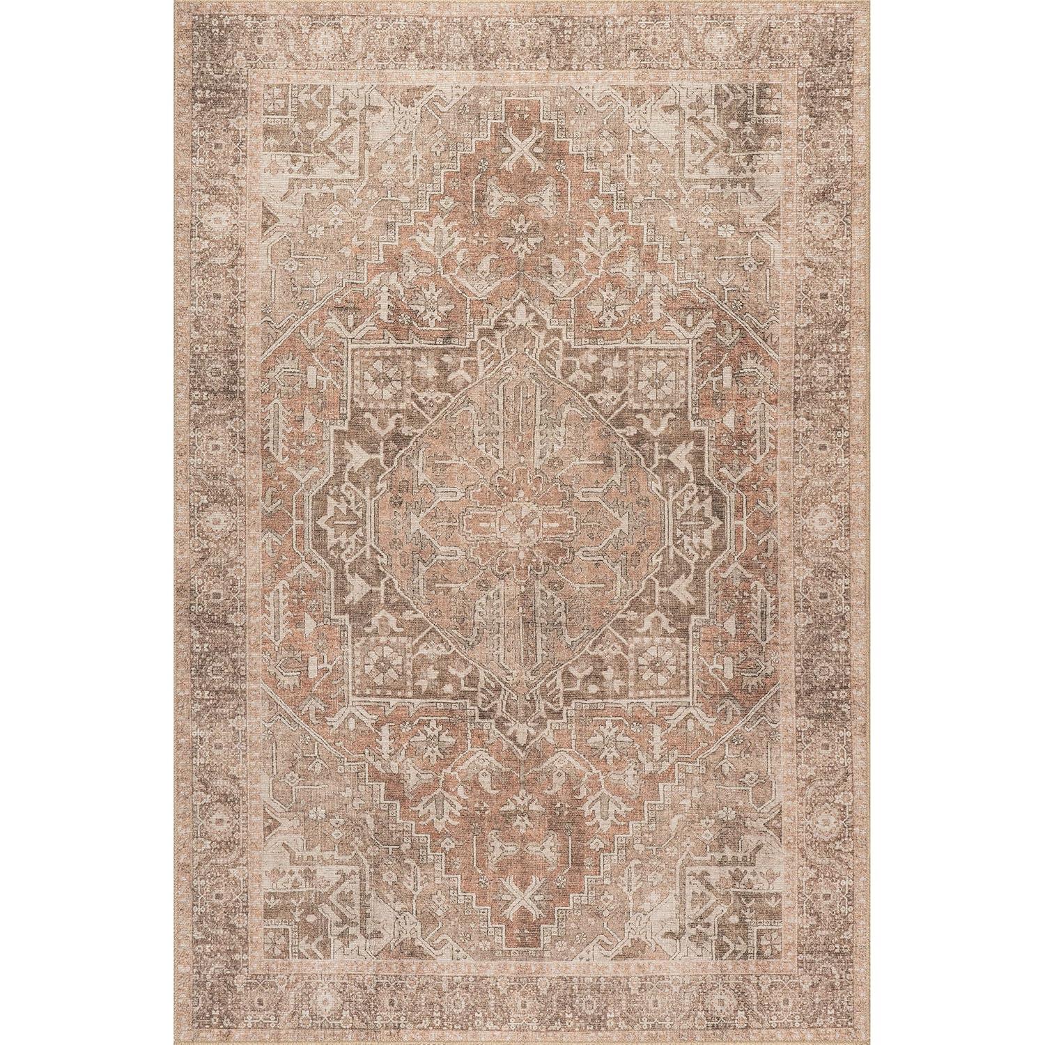 Nuloom Hillstone Collection Mariposa Traditional Vintage Medallion Area Rug, 6' 7" x 9', Ivory