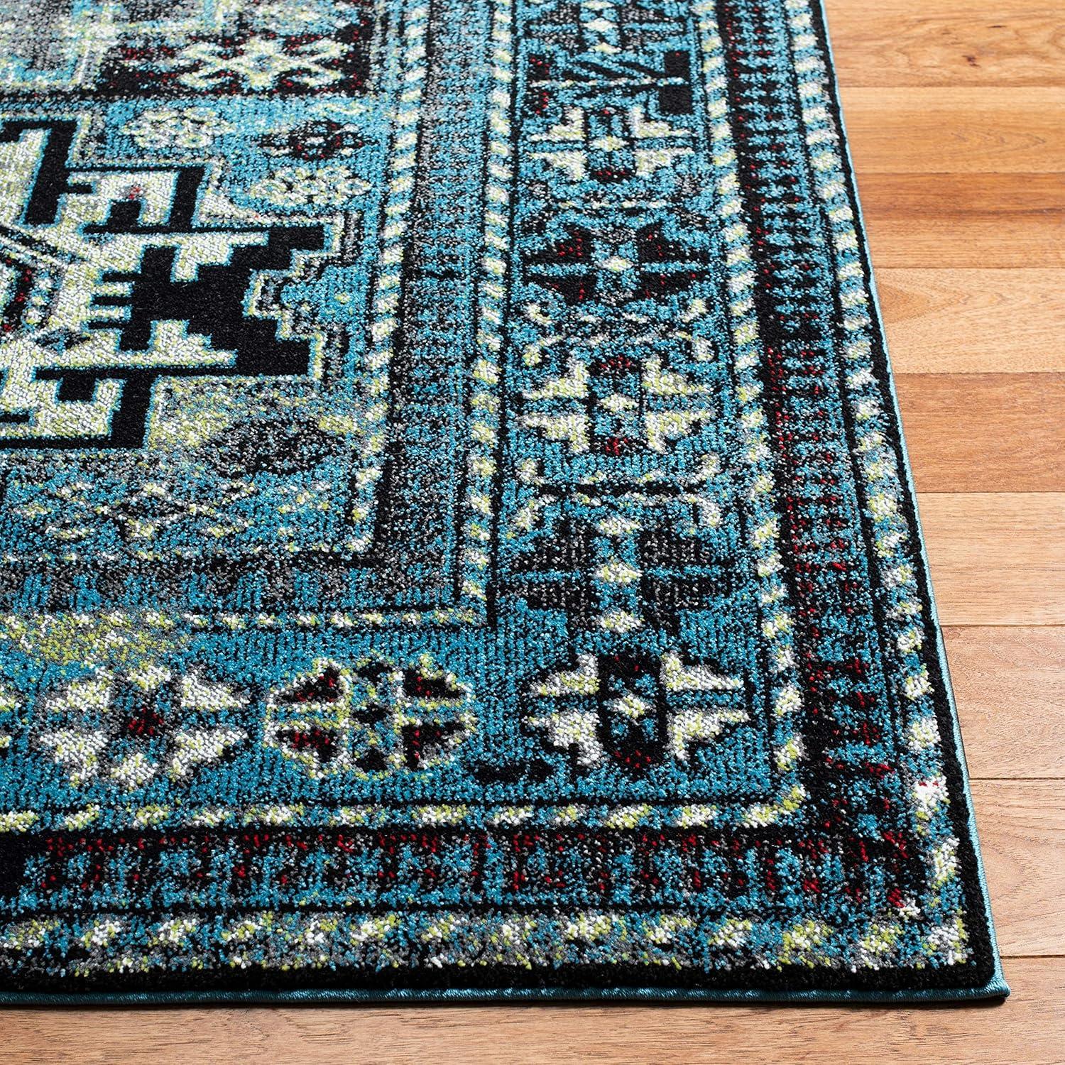 Vintage Hamadan VTH213 Power Loomed Area Rug - Light Blue/Black - 6'7"x9' - Safavieh.