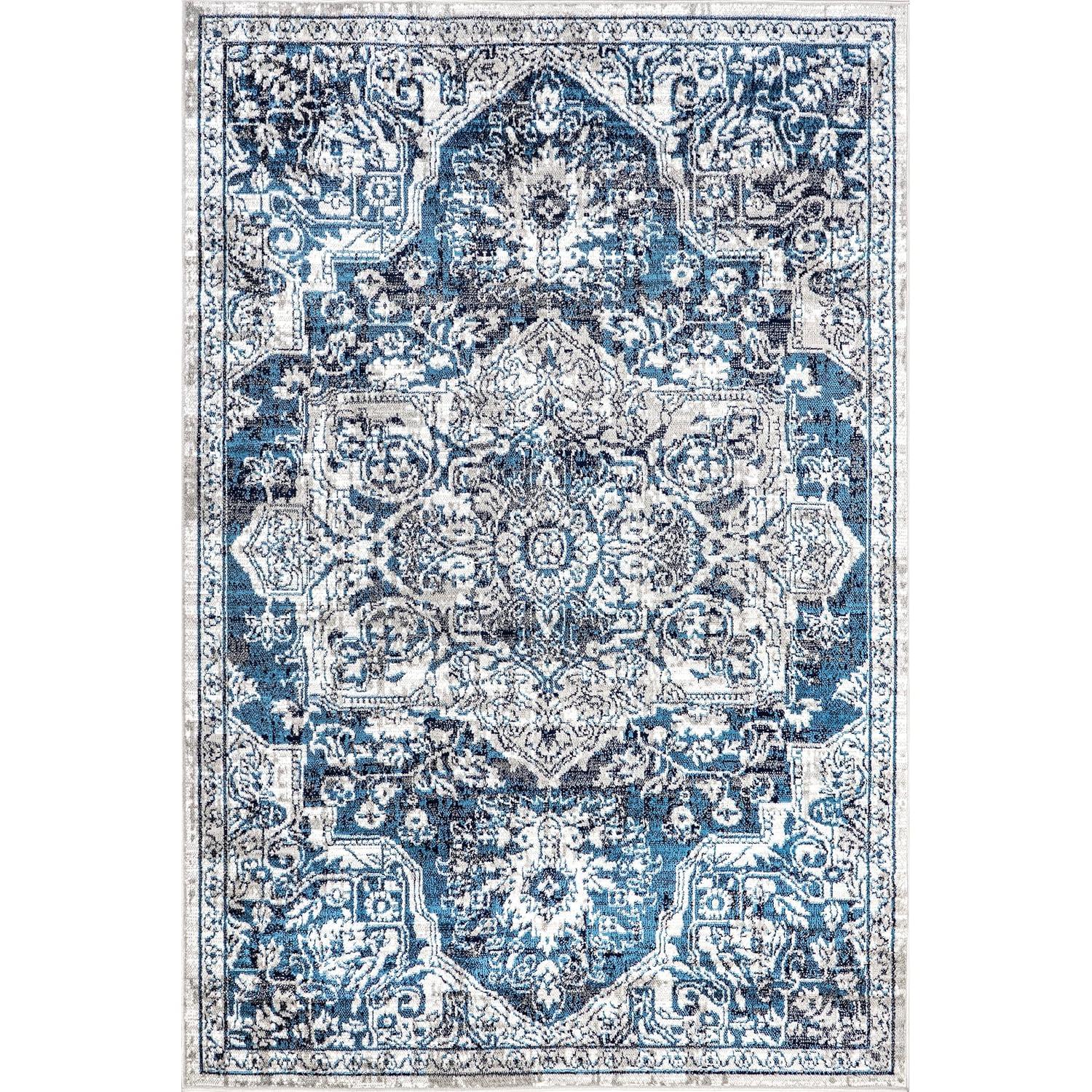 Nuloom Maryanne Geometric 9x12 Indoor Area Rug for Living Room Bedroom Dining Room Kitchen, Blue/Ivory